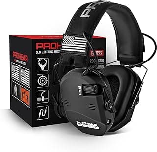 PROHEAR 022 Electronic Ear Protection for Shooting & Hunting - 29dB SNR Noise Reduction, 5X Sound Amplification, 4 Omnidirectional Microphones, HD Speakers - Gun Range Hearing Protection Muffs,Black