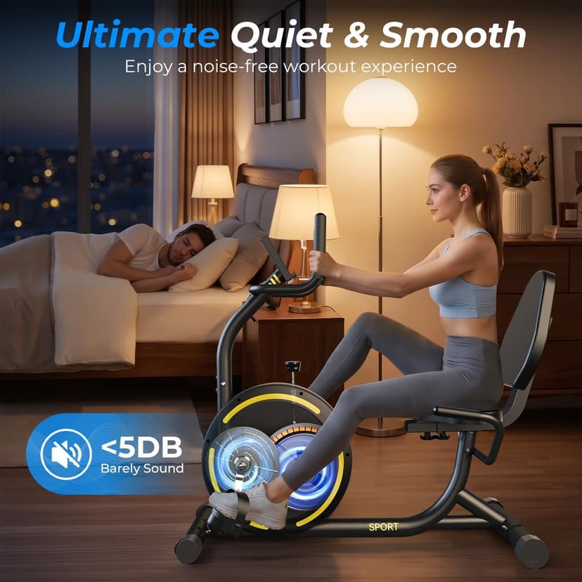 Recumbent Exercise Bike for Home Heavy-Duty Stationary Bike For Seniors Bicycle Exercise Machine Bicycle LCD Monitor,265LBS,8 Level Resistance Black