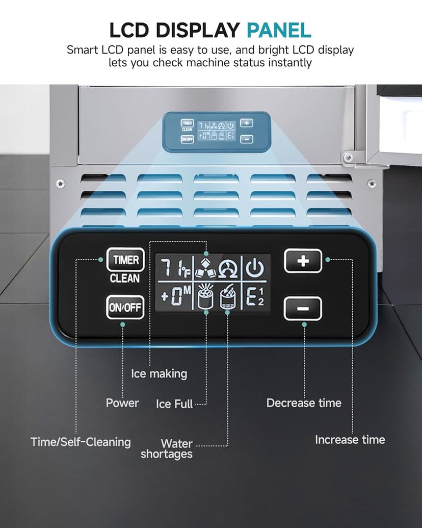 EUHOMY Under Counter Nugget Ice Maker Machine, 70Lbs/Day, Bulit-in Freestanding Ice Maker with Double Ice Baskets, Self-Cleaning & 24H Timer Ice Machine, for Home Use(Silver)