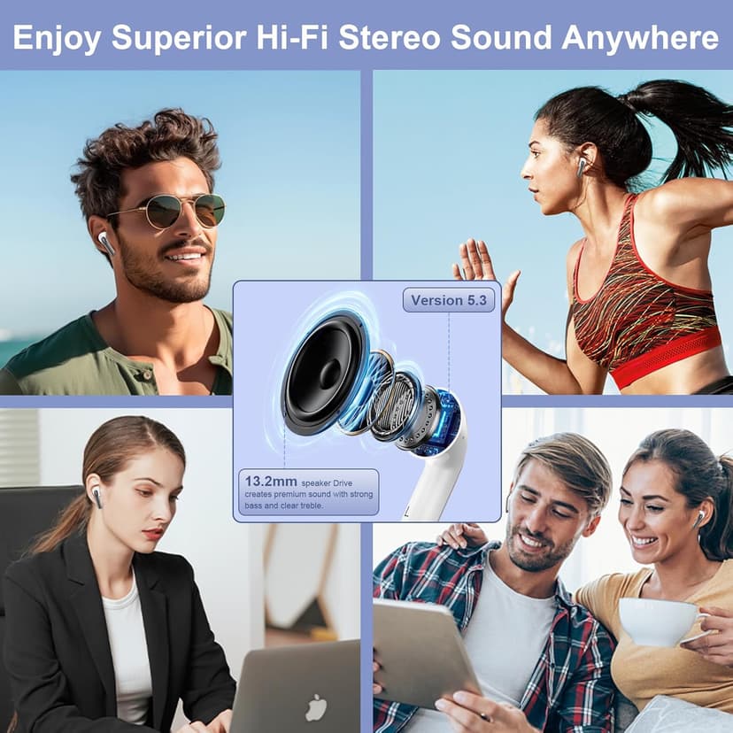 Wireless Earbuds Bluetooth Ear Buds Headphones for iPhone 17 Pro Max 17 Pro 17 Air 16 15 Pro Max 16e 16 15 Plus, iPhone Bluetooth Earbuds 48 Hours Playtime, IP7 Waterproof in-Ear Earphones