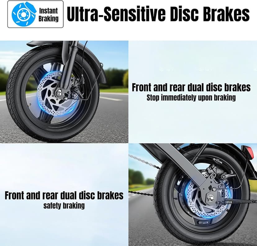 Electric Bike for Adults and Teens, 560W Motor 24MPH Compact Commuter Ebike, 32 Miles Range, 48V 10Ah Battery, 3 Shock Absorbers, 14" Mini Foldable Electric Bicycles with Basket, UL 2849 Certified