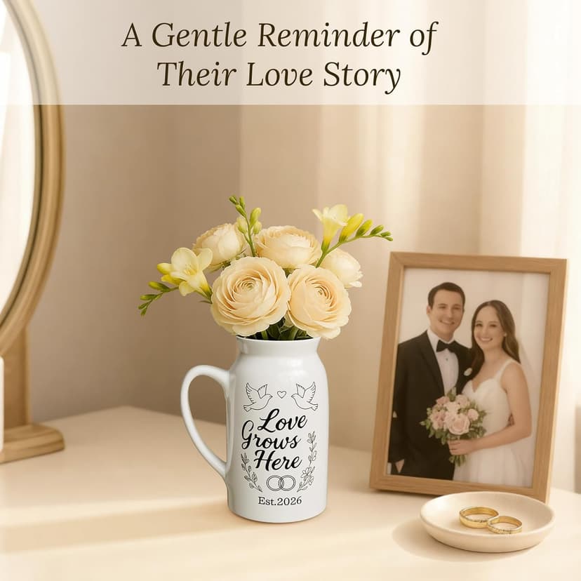 Wedding Gifts for Couples 2026: Love Grows Here & Rings Design - Home Decor Accents for Newlyweds