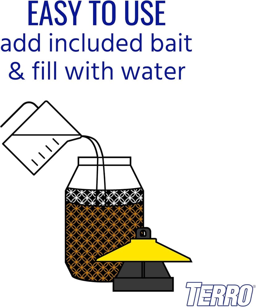 TERRO Outdoor Yellow Jacket Trap with Bait - Easy to Use - T362 - No Chemical Insecticides - Effective Yellowjacket Trap - Includes Bait