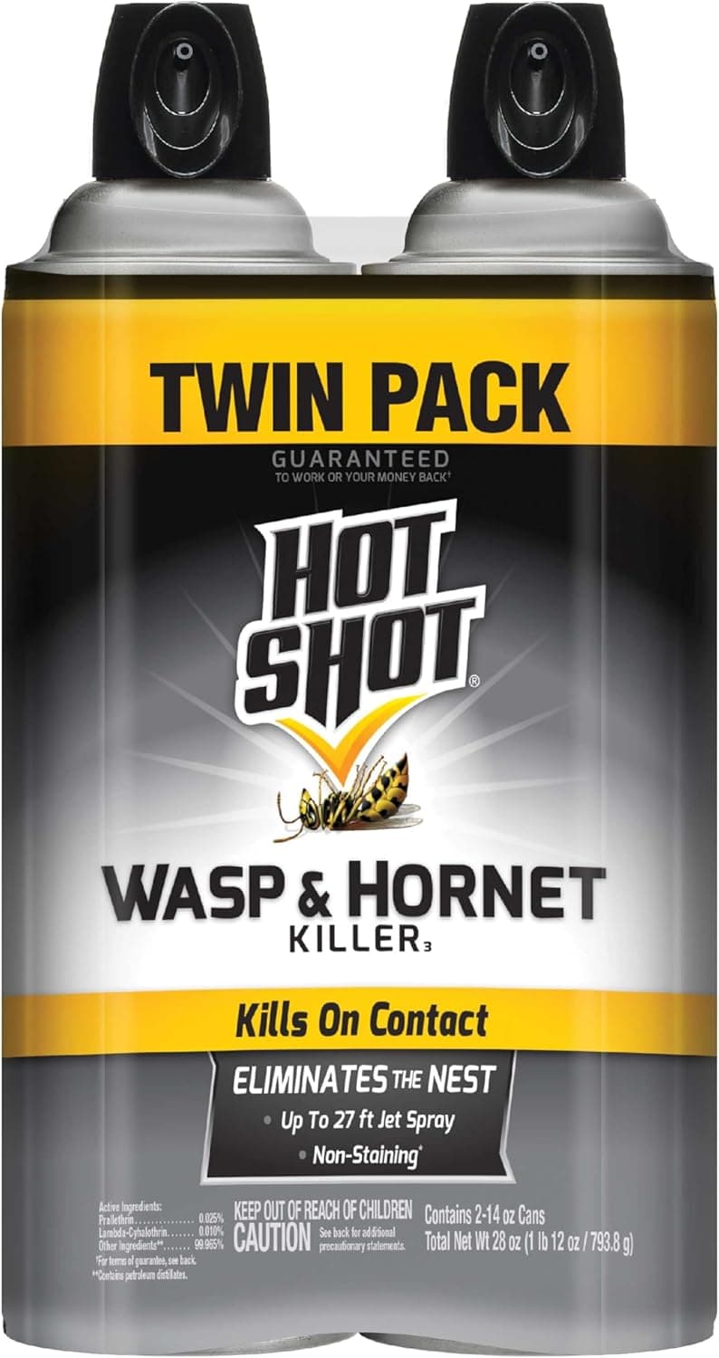 Hot Shot Wasp and Hornet Killer Aerosol, Up to 27-Foot Jet Spray, 14 Ounces, 2 Pack