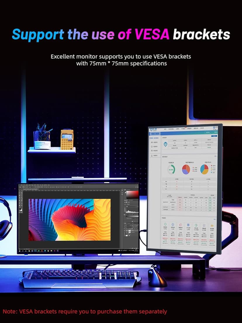 4K Portable Monitor 18.5" 3840x2160 UHD USB-C HDMI for Laptop, 1000:1, 100%sRGB, Built-in Stand & VESA Mount, 8Bit IPS Computer Gaming Display Travel Monitor for Desktop Mac Phones Tablet PS5/4 Switch