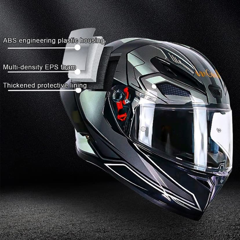 Full Face Motorcycle Helmet, DOT Approved, ABS Shell, Graffiti & Handprint Art Graphic Design, for Men Women and Youth