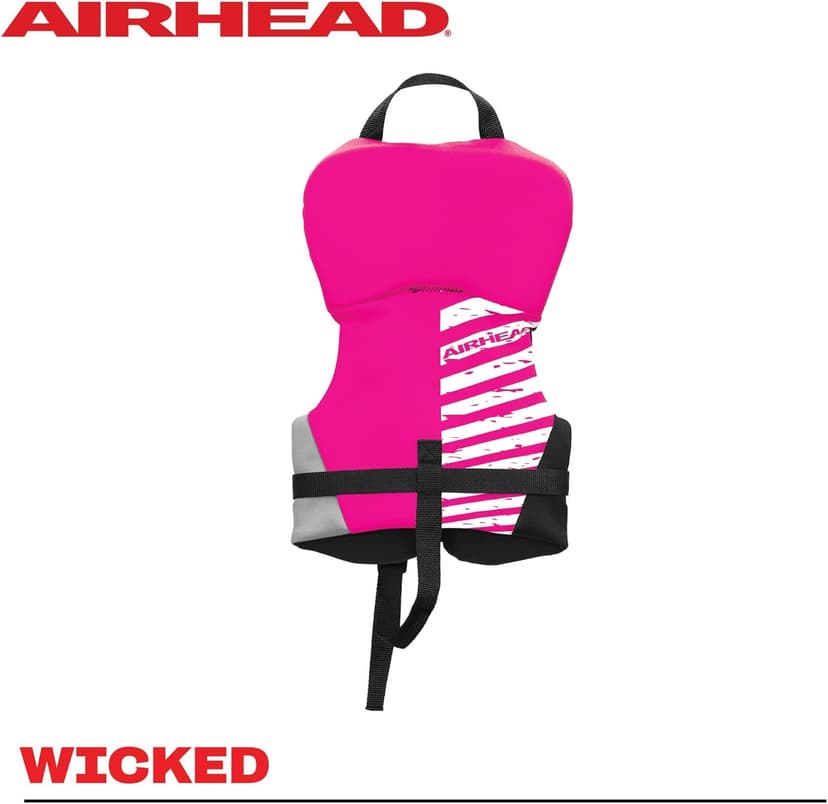 Airhead Wicked Kwik-Dry NeoLite Flex Life Jacket for Kids - USCG Approved Life Vest for Youth, Child & Infant, Watersports Vest for Boating, Tubing & Swimming, Hot Pink
