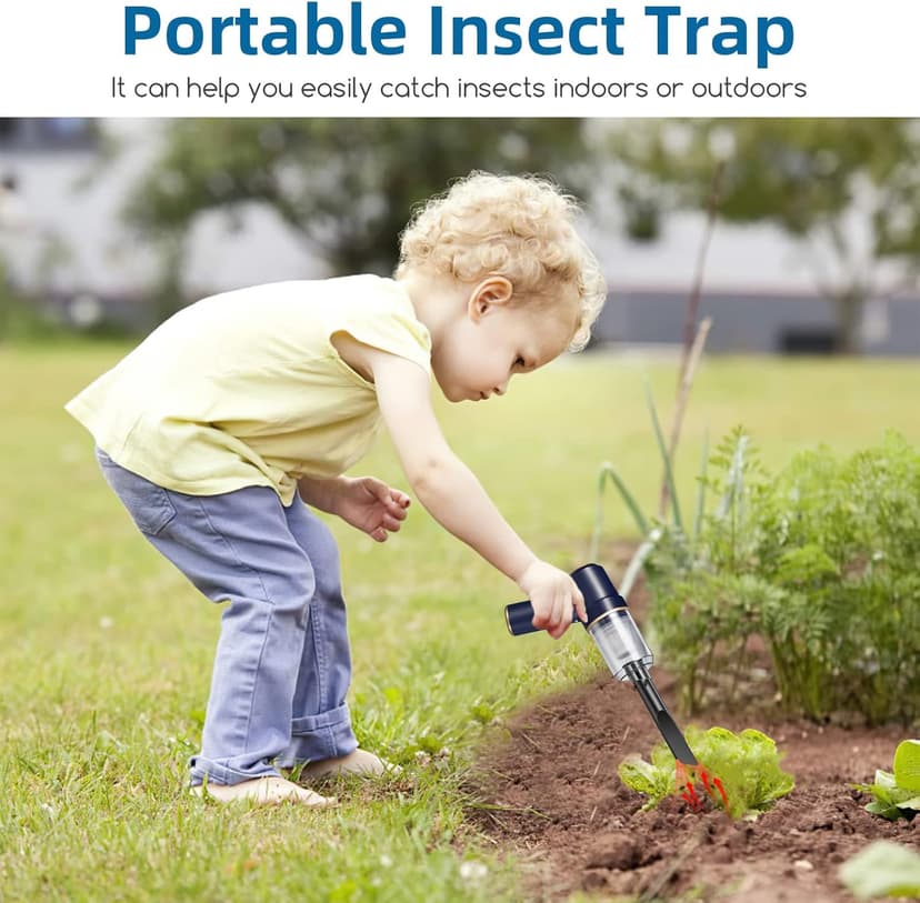 Bug Vacuum Catcher,Cordless Handheld Vacuum Cleaner Rechargeable Bug Catcher Strong Suction with Multifunctional Suction Nozzle for Home Office Insect Stink Bug Moth Spider and Car Cleaning Blue