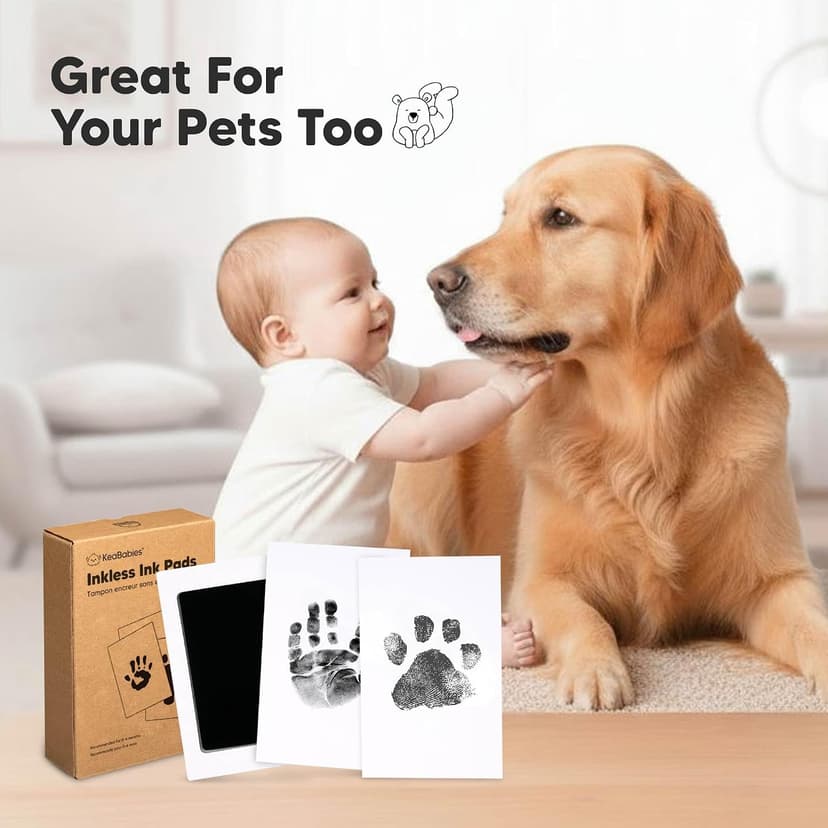 Newborn Keepsake, Dog Nose, Paw Print Kit, Clean Touch Ink Pads, Baby Handprints Footprints Kit, New Mom Gifts 4pk Inkless Baby Hand and Footprint Kit, Mess Free Ink Pads (Jet Black, R) B08N6KWS7T