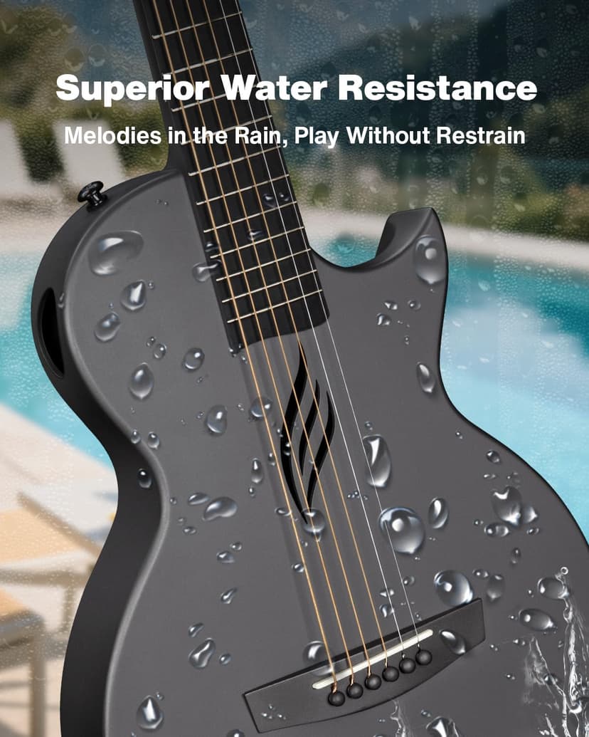 Enya Nova Go Carbon Fiber Travel Acoustic Guitar | 1/2 Size Lightweight Moisture-Proof Guitara | Adult & Beginner Portable Guitar with Gig Bag & Accessories (Black)