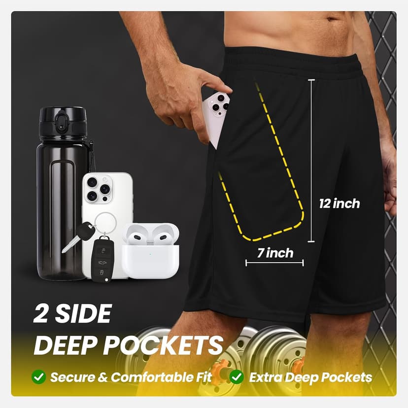 Basketball Gym Running Fitness Shorts with Elastic Waistband, Daily Casual Sports Activewear, Soft Lightweight Breathable BALENNZ Mens Athletic Shorts with Pockets Quick Dry Workout Shorts Men B08JG3T2SY
