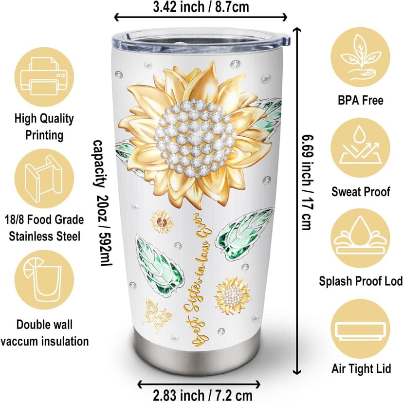 Gifts for Sister in Law, Sister-in-Law Christmas Birthday Gifts, Mothers Day Tumbler for SIL Sister in Law Gifts Tumbler 20oz, Sister-in-Law Birthday Gifts B0CDWWX4Z6