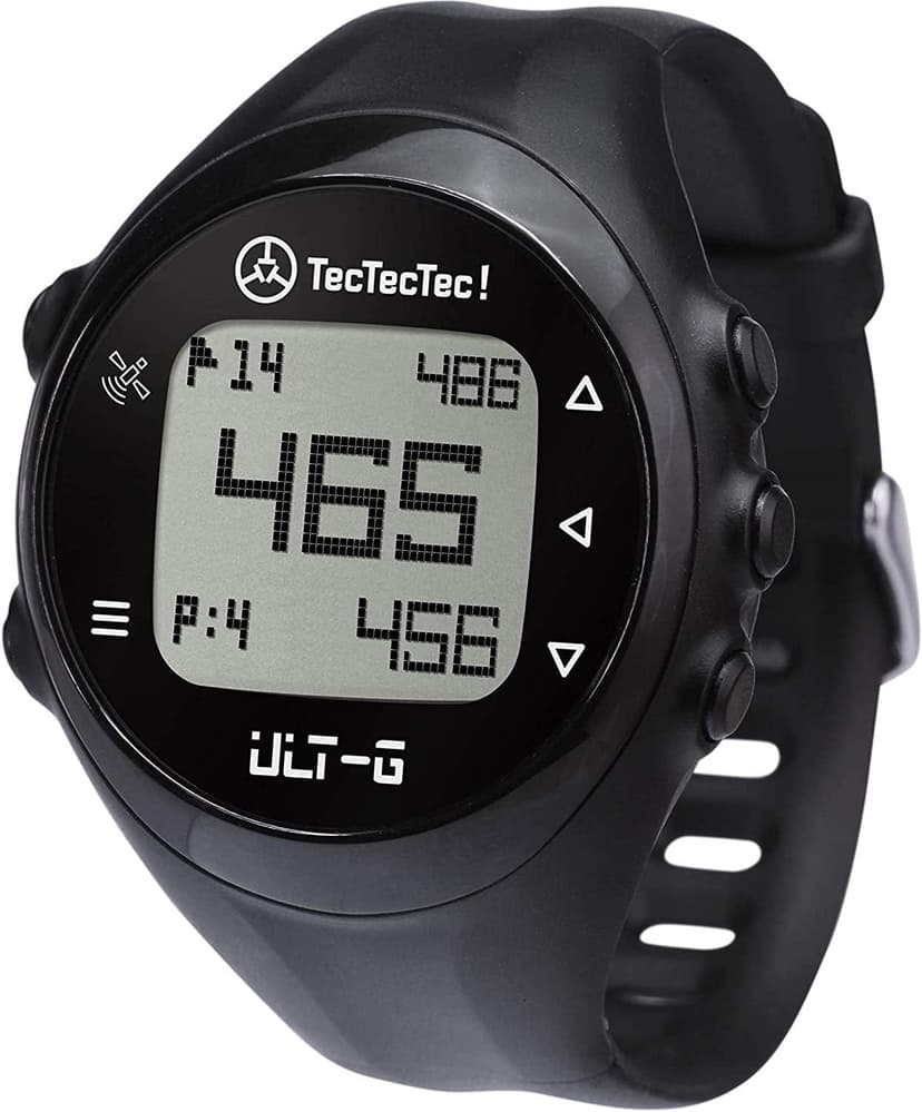TecTecTec TecTecTec ULT-G Stylish, Lightweight and Multi-Functional Golf GPS Watch, Durable Wrist Band with LCD Display, Worldwide Preloaded Courses - Black