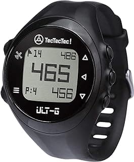 TecTecTec TecTecTec ULT-G Stylish, Lightweight and Multi-Functional Golf GPS Watch, Durable Wrist Band with LCD Display, Worldwide Preloaded Courses - Black