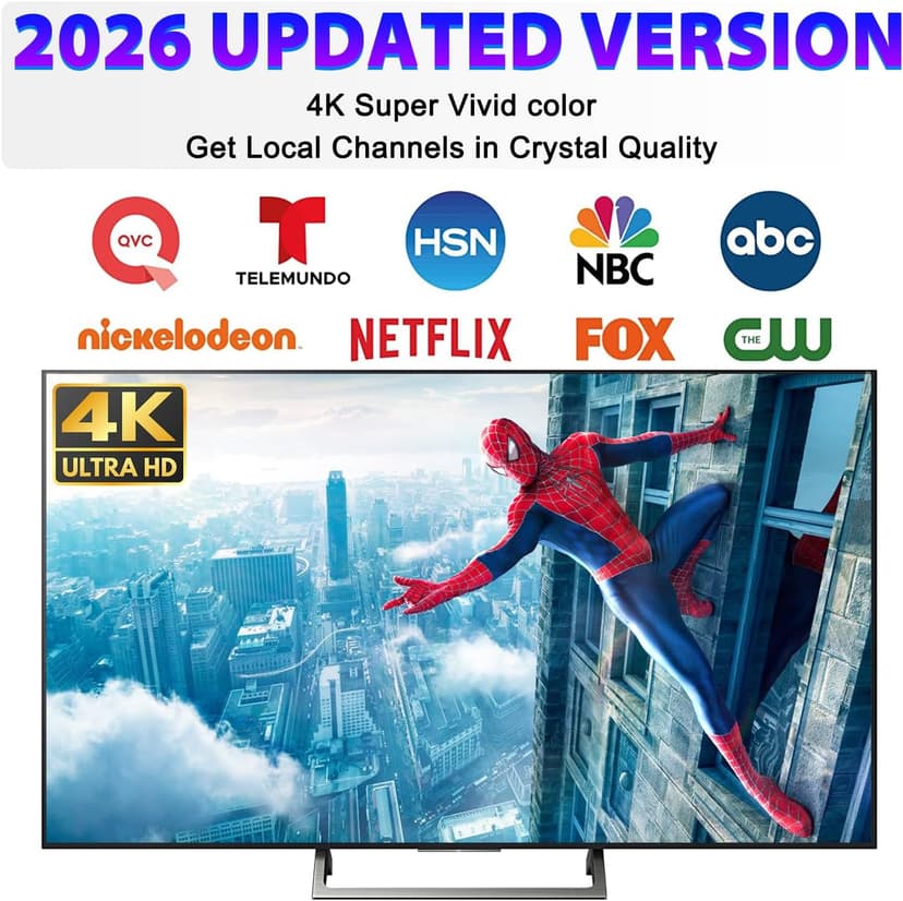 HIDB Indoor TV Antenna - Ultra HD 4K/1080p Digital TV Antennas for Local Channels, Enhanced Rabbit Ear Design with Smart Signal Booster, Works with All Smart TVs, Easy Setup, No Monthly Fees!