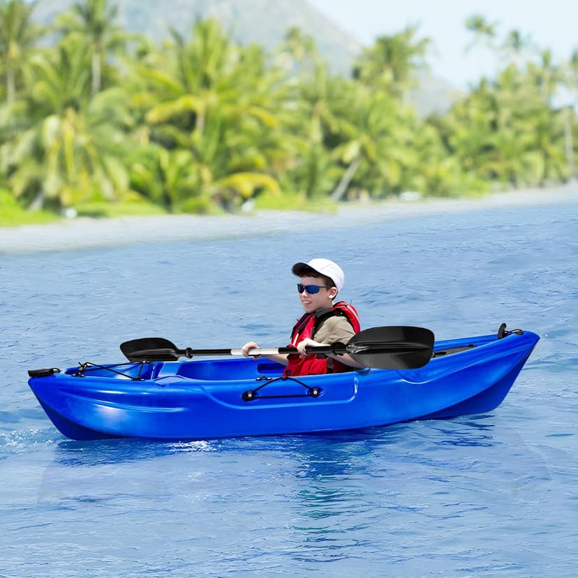 Fishing Kayaks, 12.4FT, 2-3 Person Sit on Top Kayak for Adults with Paddle & Comfortable Seat, Capacity of 600LBS, Hard Shell Recreational Ocean Kayak Boat