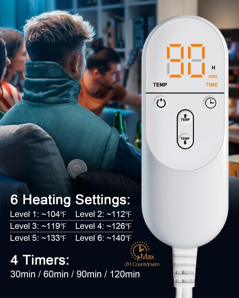 Heating Pad for Neck and Shoulder Pain Relief, Birthday Christmas Gifts for Women Mom Wife, 2lb Heated Neck Wrap Warmer for Daily Comfort, 6 Heat Settings 2 Hours Auto Shut Off, 17x23 inch, Blue