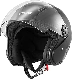 VEVOR Motorcycle Helmet, 3/4 Open Face, Adult Motocross Dirt Bike Helmet with Clear Visor, Comfortable Motorbike Racing Street with Detachable Liner for Men & Women, DOT Approved