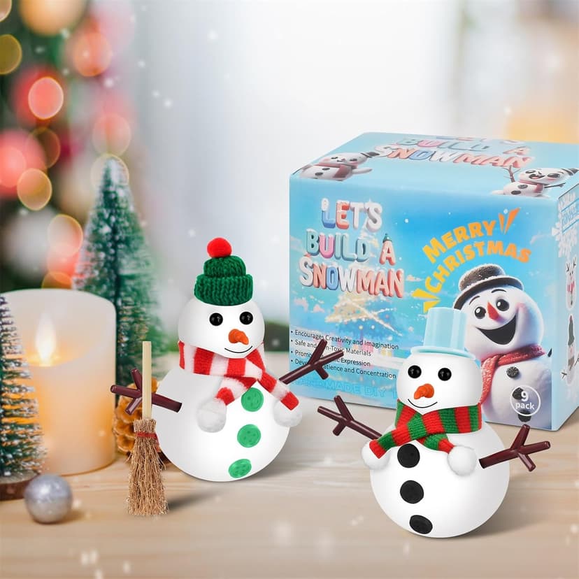 Christmas Xmas Birthday Gifts for Teen Boys Girls,Easy-to-Shape Air Dry Modeling Clay,Encourages Creativity&Motor Skills Christmas Crafts Stocking Stuffers for Kids,9 Pack Clay Build Snowman Kit B0FC2LQDQP