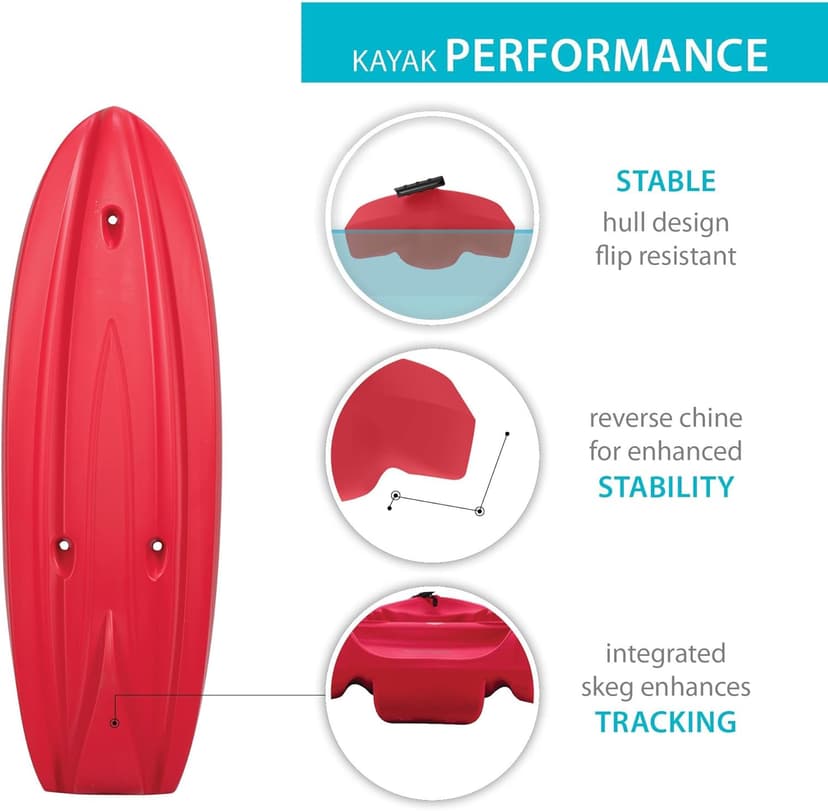 Lifetime Recruit Youth Kayak, 6.5 Ft, Paddle Included, Ages 5+, Red
