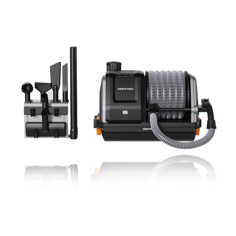 Giraffe Tools Grandstorm Wet Dry Vacuum Cleaner with 6 Nozzles, 30 FT Retractable Hose Wall Mounted Vacuum Cleaner for Car Detailing, Grey（No Remote Control Funtion）