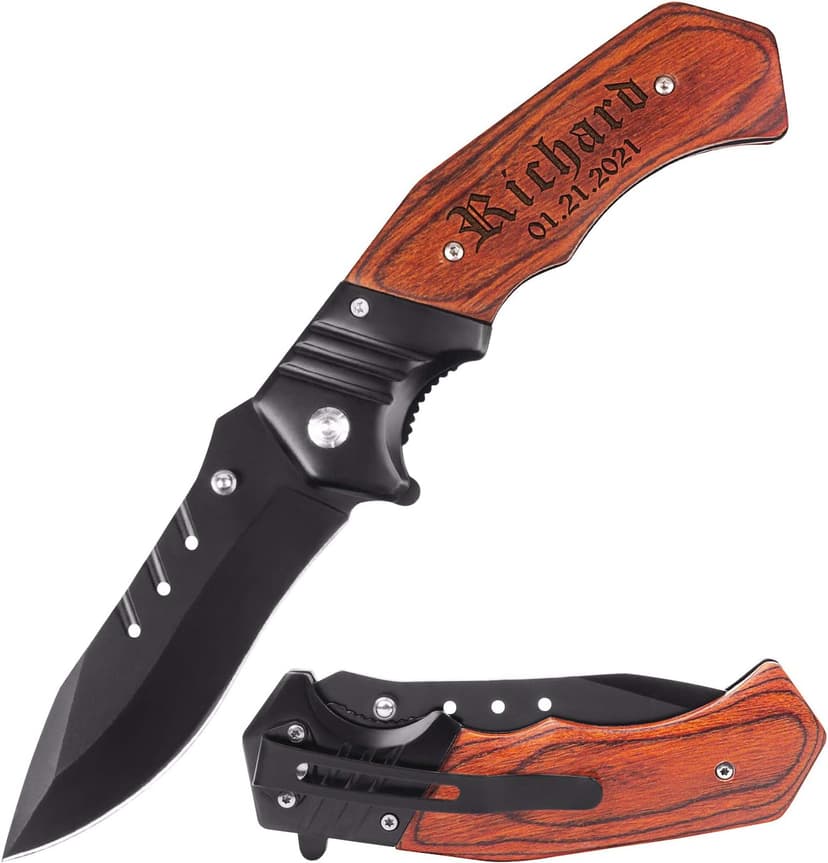 Fodiyaer Personalized Engraved Pocket Knife With Gift Box - Custom Knifes For Husband, Boyfriend, Dad, Son, Brother, Uncle, Grandpa As Birthday, Anniversary, Father's Day, Christmas Gifts