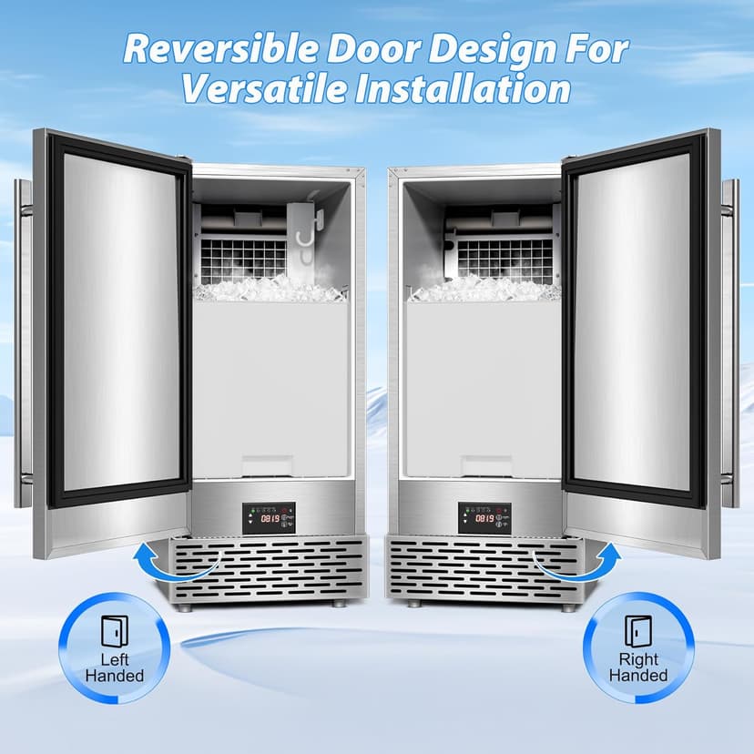 Under Counter Ice Maker, Ice Maker Machine Commercial, 120Lbs/24H with 35lbs Storage Bin, 40Pcs Cubes in 10Mins, Built in Ice Machine for Home Office Commercial