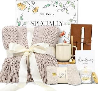 Gifts for Women, Get Well Soon Gifts for Women, Sympathy Care Baskets, Thinking of You Care Package, Self Care Gifts, After Surgery Feel Better Gifts Blanket (Khaki) B0CQ4N6YN6