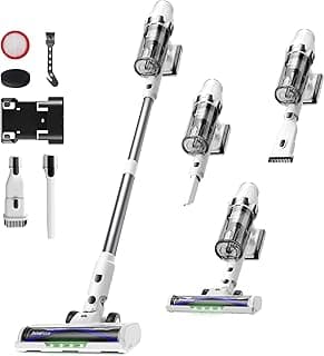 ElecKeys Cordless Vacuum Cleaner, 580W 48KPA 65Mins Vacuum Cleaners for Home, Self-Standing Anti-Tangle Vacuum with LED Display, Rechargeable, Lightweight, Cordless Vacuum for Floors/Pet Hair/Carpets