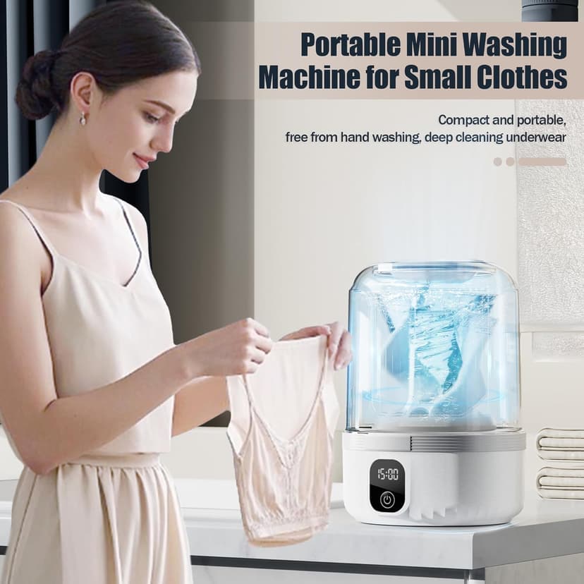Underwear Washing Machine, Upgrade 1.5L Mini Portable Washing Machine Rechargeable Underwear Washer Deep Cleans Small Clothes for Apartment, Dorm, RV, Travel & Hotel Use