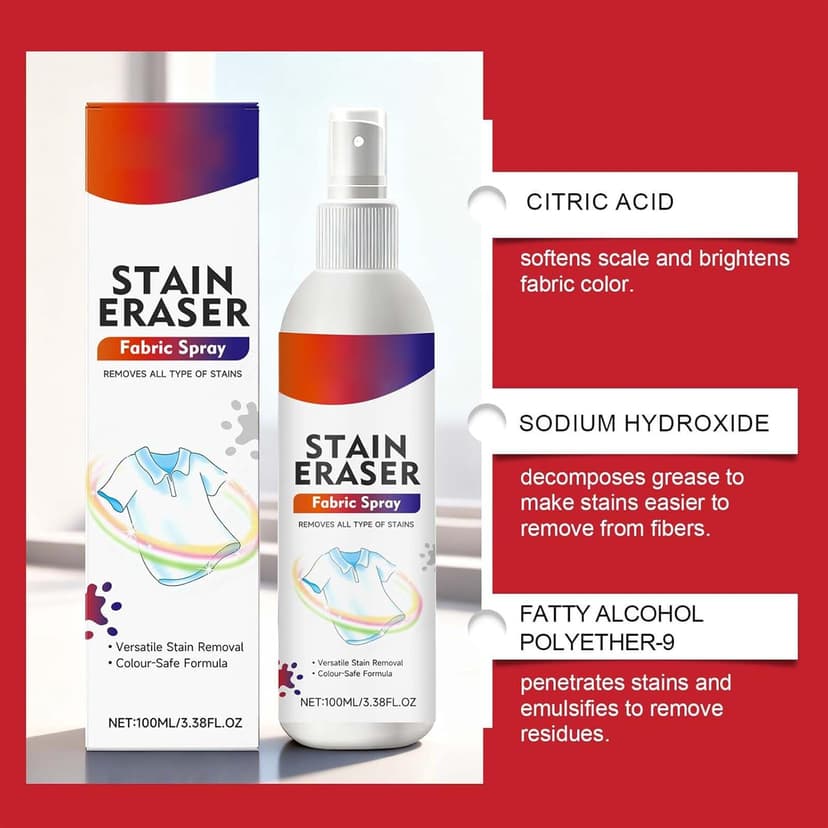 Clothing Stain Remover Spray, 120ml Clothes Cleaning Spray Shirt Stain Cleaner, for Laundry Home Shower Dormitory Travel Bathroom Carpet Couch Sweater