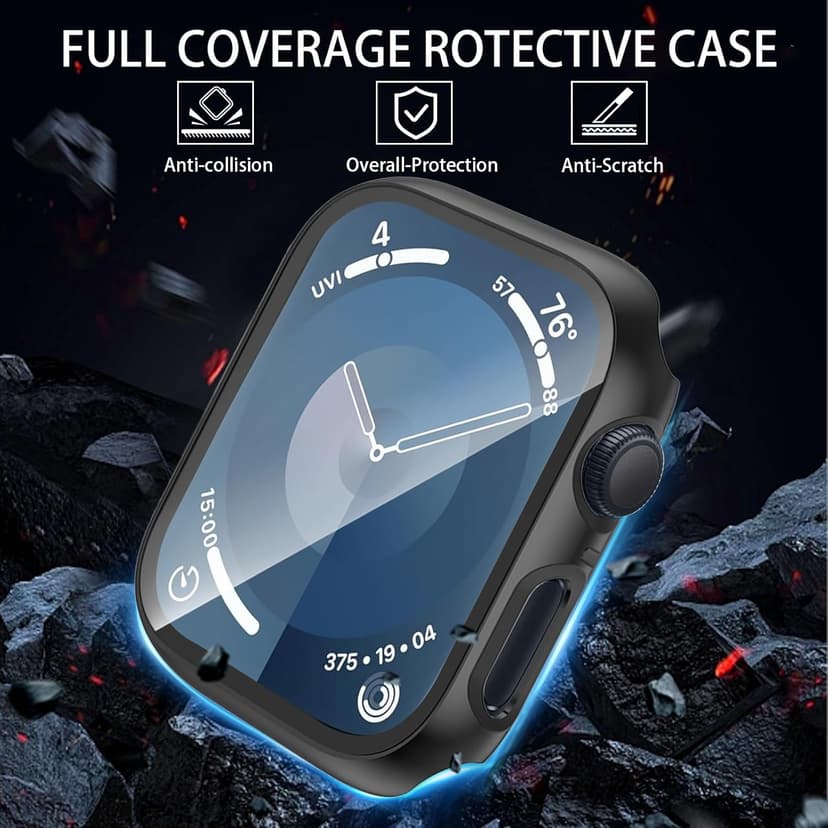 [6 Pack] Case for Apple Watch SE 3/SE 2nd Gen Series 6 5 4 SE 44mm Screen Protector with Ultra-Thin Tempered Glass, Full Coverage Anti-Scratch Hard Face Cover for iWatch 44 mm