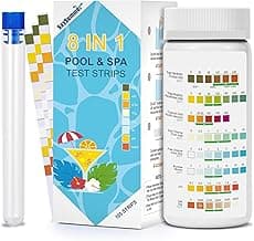 Salt-Water Pool Test Strips Kit: 125 Counts 8-in-1 for Salt Water Pool Testing Kit, Salt Pool Test Strips for Hot Tub Spa Testing Salt Chlorine pH and More