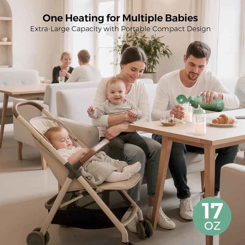 Fast Heating with Nutrients Preserved, Precise Temp Control, Dual Heating Modes for Breast Milk & Water, 17OZ Large Capacity Momcozy Portable Bottle Warmer for Breast Milk, Baby Travel Essentials B0DKHCWJ5G