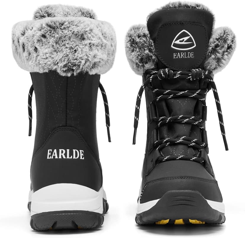 EARLDE Women's Snow Boots Waterproof Winter Boots Mid-Calf Outdoor Lightweight Warm Faux Fur Lined with Non-slip Sole