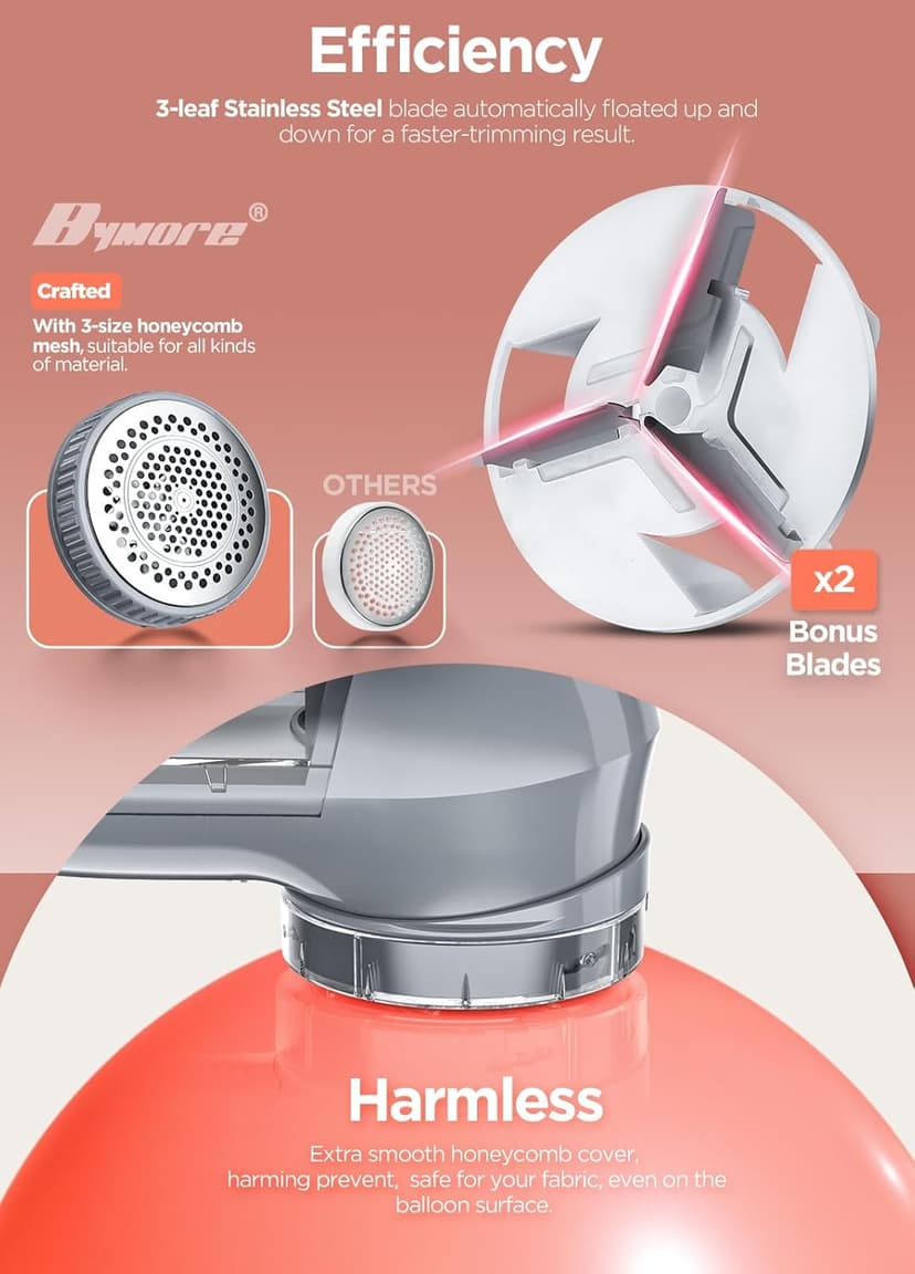 Bymore Fabric Shaver Lint Shaver for Clothes, Dual Power Lint Remover with Battery or Corded Use, Portable Sweater Shaver for Clothing, Furniture & Travel