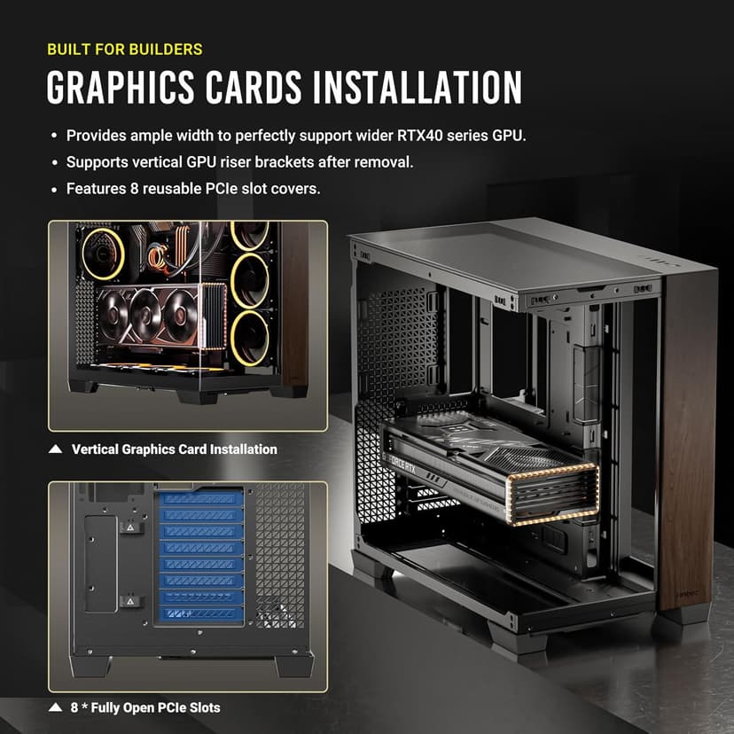 Antec C8 Wood, Fans not Included, Wooden Front Panel, Dual-Chamber Layout, Type-C, 360mm Radiator Support, Seamless TG Front & Side Panels, RTX 40 Compatible, Full-Tower E-ATX PC Case