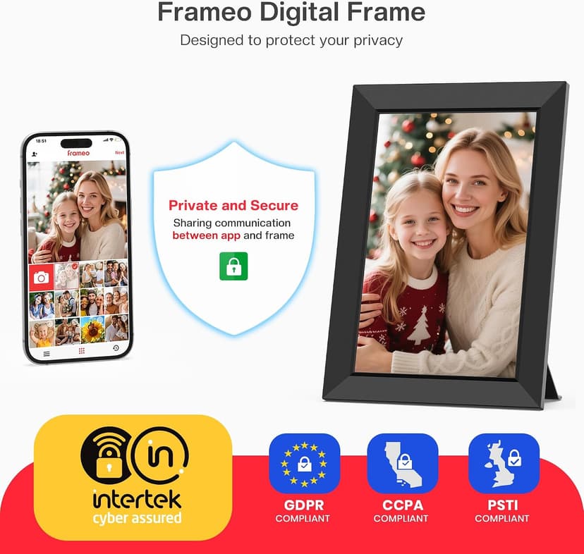 1280x800 HD IPS Touch Screen, Slideshow, Auto-Rotate, Tabletop/Wall, Send Photos/Videos from Phone, Gifts for Mom - Black Frameo 10.1" WiFi Digital Picture Frame, Electronic Photo Frames - 32GB B0D8JDPKKS