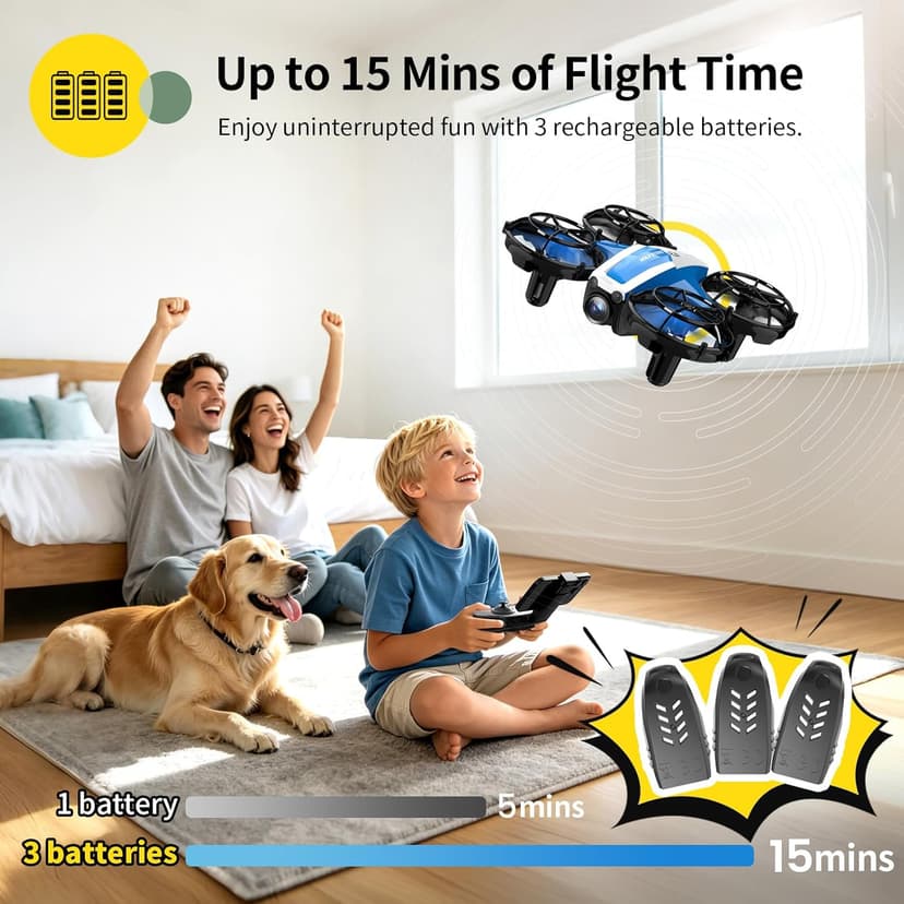 Holy Stone Mini FPV Drone with 1080P HD Camera for Kids & Beginners, RC Nano Quadcopter with Optical Flow Hover, Gesture Control, 3D Flips, 3 Batteries, Great Gift Toy for Boys and Girls, HS210P Blue