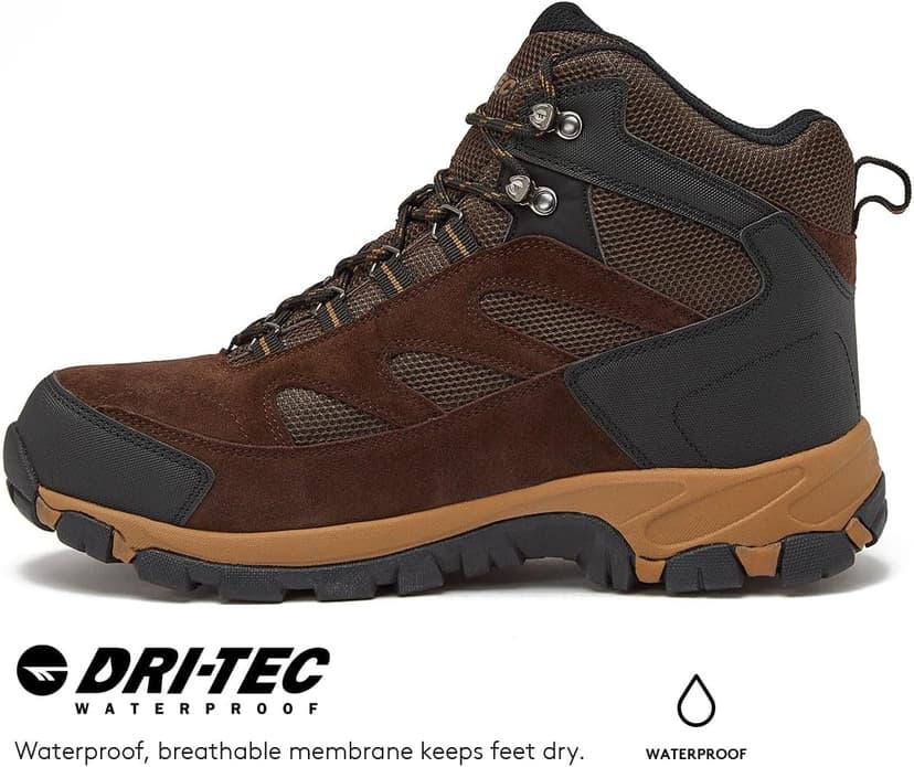 HI-TEC Yosemite WP Mid Waterproof Hiking Boots for Men, Lightweight Breathable Outdoor Trekking Shoes