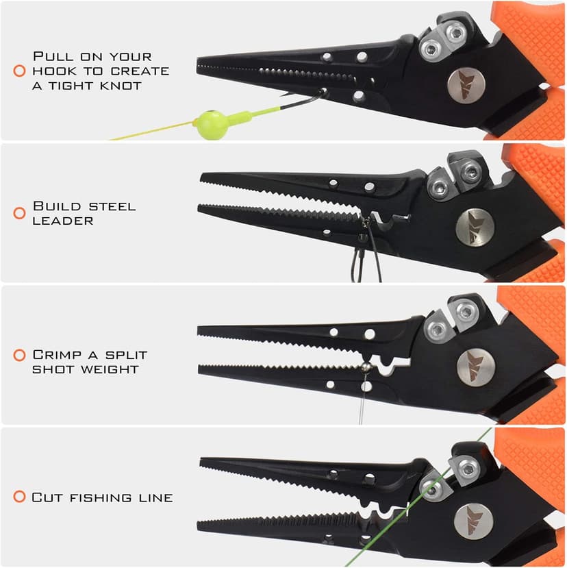 KastKing Cutthroat 7 inch Fishing Split Ring Pliers, 420 Stainless Steel Fishing Tools, Saltwater Resistant Fishing Gear, Tungsten Carbide Cutters