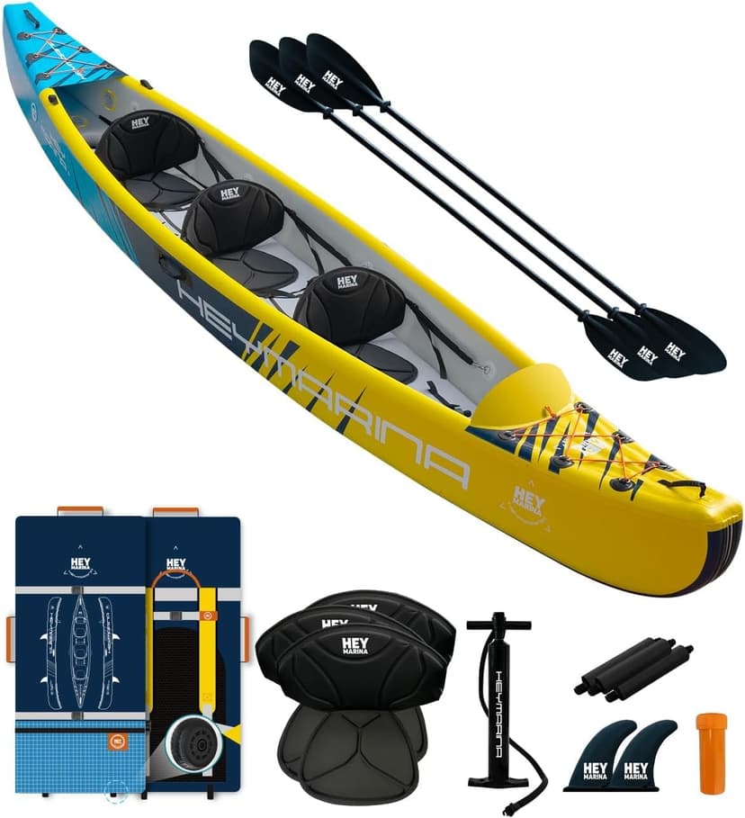 Inflatable Kayak Fishing Kayak for Adults Portable Touring Kayak Canoe with Wheeled Backpack, Seats, Pump and Paddles, Full Drop Stitch Construction