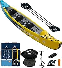 Inflatable Kayak Fishing Kayak for Adults Portable Touring Kayak Canoe with Wheeled Backpack, Seats, Pump and Paddles, Full Drop Stitch Construction