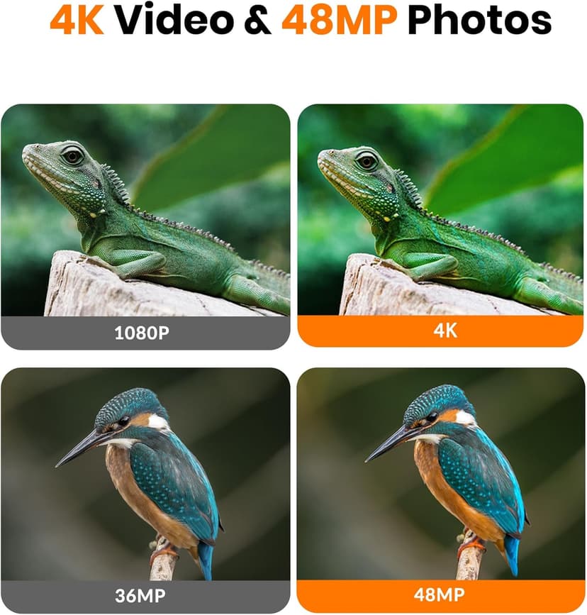 Trail Camera - 4K 48MP WiFi Game Camera with Night Vision, 0.05s Trigger Motion Activated Camera, IP66 Waterproof, 130 Wide-Angle Cell Phone App No Glow Infrared LEDs for Outdoor Wildlife