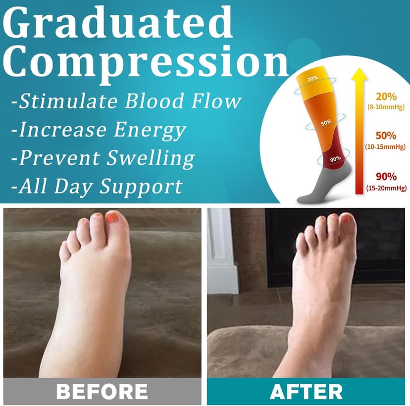 6 Pack Copper Compression Socks for Women and Men Circulation-Best Support for Medical,Running,Nursing,Athletic B082QTVPCM