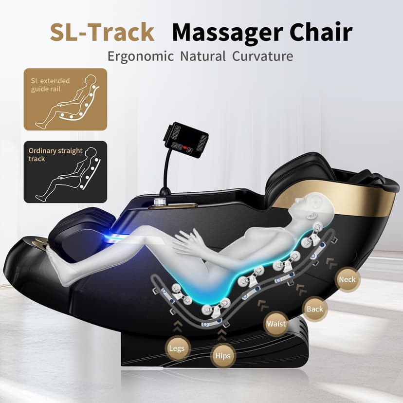 Full Body Zero Gravity Massage Chair, 51'' SL Track with 3 Levels Zero Gravity & Body Scan, 20 Auto Massage Programs, 3D Shiatsu Deep Tissue Massage, Foot Rollers, Airbag, Heating, Yoga Stretch