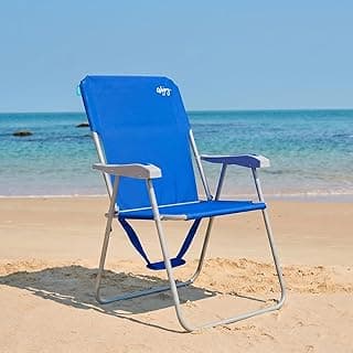 #WEJOY Folding Beach Chair for Adults, Lightweight Beach Chair with Shoulder Straps, High Back Camping Chairs with Hard Armrest, Supports 300lbs for Outdoor Lawn Concert