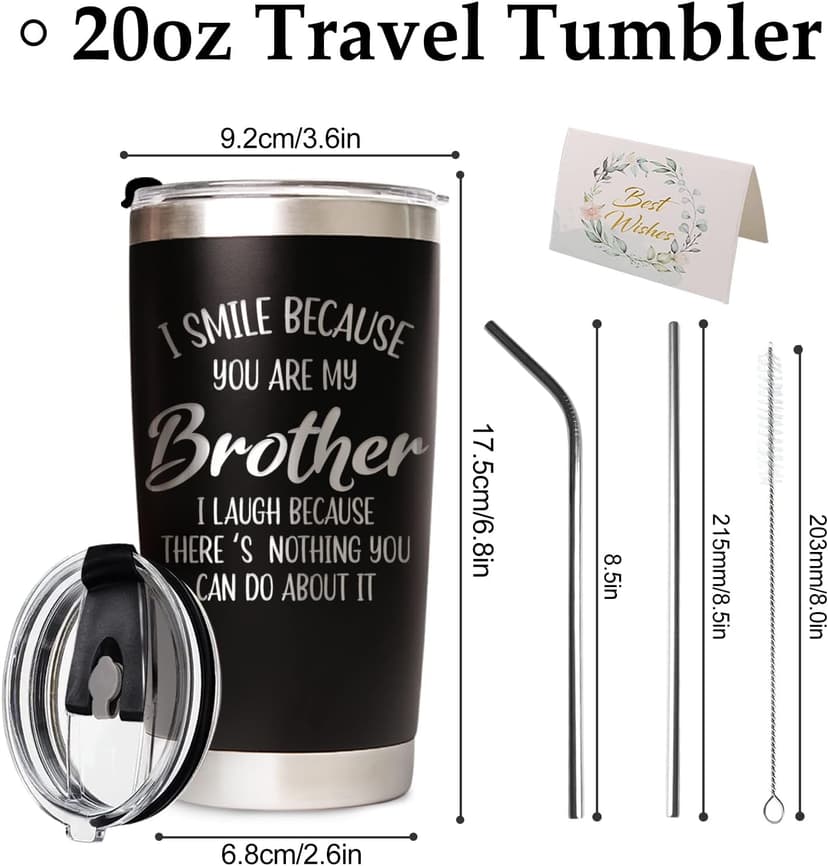 Brother Gifts - Christmas, Birthday, Father's Day Tumbler Coffee Cup from Sister