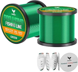 Pro Monofilament Fishing Line with Knot Instruction Cards for Multi Purpose Cost Effective, Strong Yet Thin Nylon String for Big Fishes, Tangle-Free & UV Resistant, 15/20/30/50/80LB