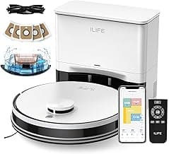 ILIFE A30 Pro Robot Vacuum and Mop, Self Emptying Station for 60 Days, 5000Pa Suction, LiDAR Navigation, No-Go Zones, 2.4G WiFi/App/Alexa/Remote Control, Roller Brush for Carpet, Hard Floors, 110V